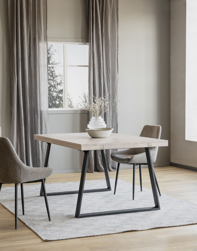 Tavolo da pranzo 'Brooklyn' 220x95cm - Rovere bianco/Nero Piedi a U