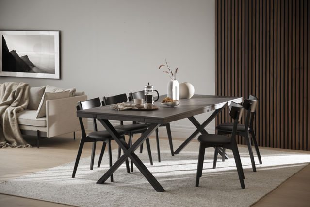 Tavolo da pranzo 'Brooklyn' 220x95cm - Marrone scuro/Piedi a X