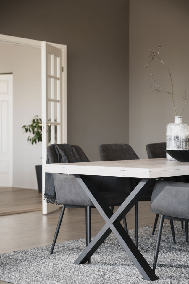 Tavolo da pranzo 'Brooklyn' 220x95cm - Bianco pigmentato/Nero X-gamba