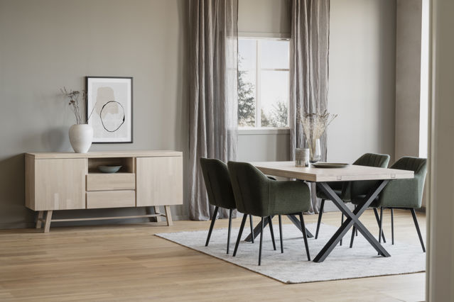 Tavolo da pranzo 'Brooklyn' 170x95cm - Bianco pigmentato/Nero X-gamba