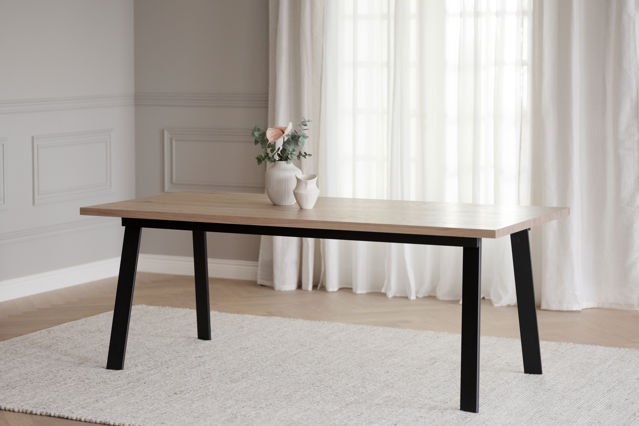 Tavolo da pranzo 'Winnipeg' 200x100cm - Bianco pigmentato/Nero