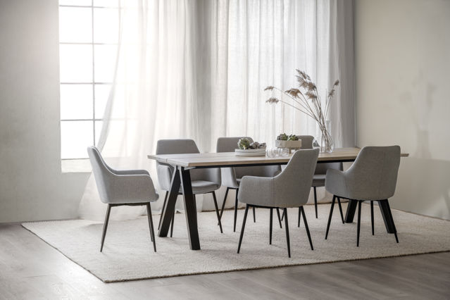 Tavolo da pranzo 'Carradale' 220x100cm - Bianco pigmentato/Piedi a V