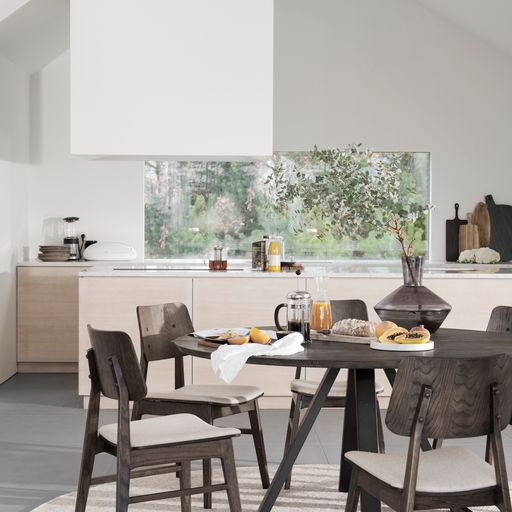 Tavolo da pranzo 'Carradale' Rotondo 150cm - Nero/V-gamba