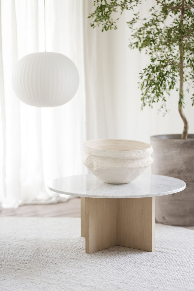 Tavolino 'Brooksville' Rotondo 90cm - Bianco/Trattato bianco