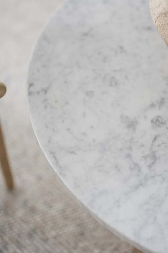 Tavolino 'Brooksville' Rotondo 90cm - Bianco/Marrone