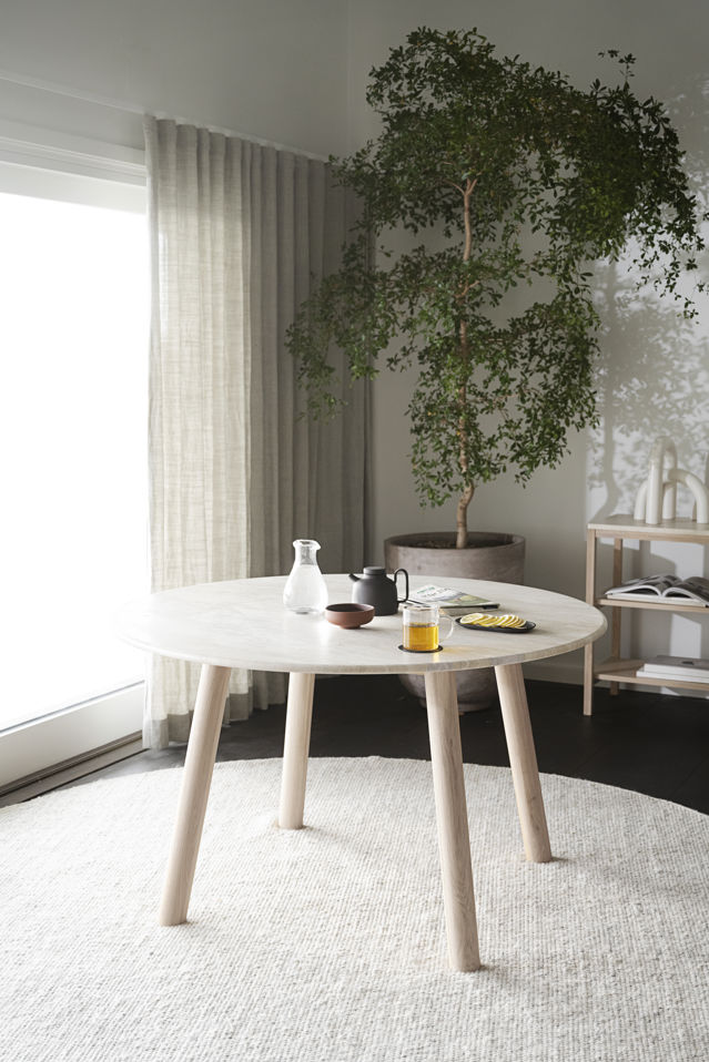 Tavolo da pranzo 'Taransay' Rotondo 125cm - Beige/ Trattato bianco