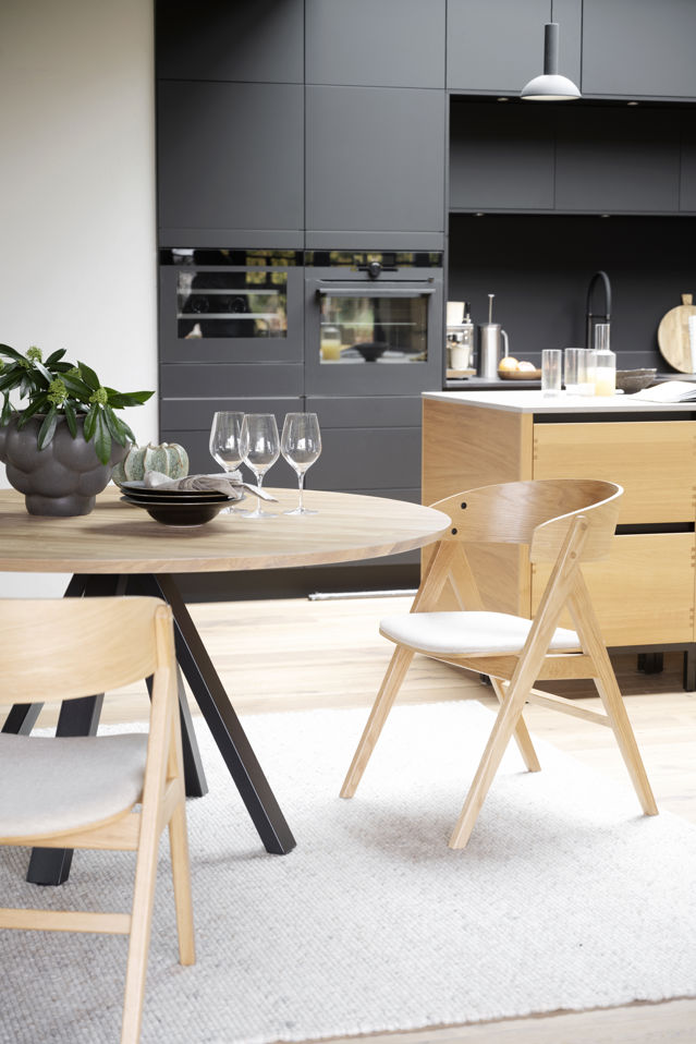 Tavolo da pranzo 'Carradale' Rotondo 150cm - Rovere/Nero Piedi a V