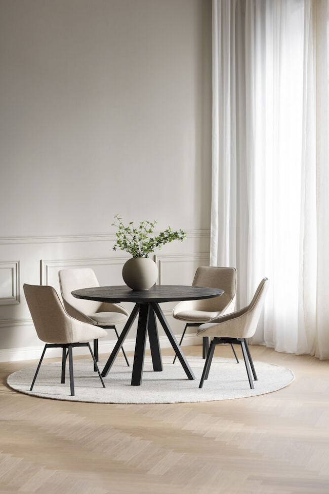 Tavolo da pranzo 'Carradale' Rotondo 130cm - Nero/Piedi a V