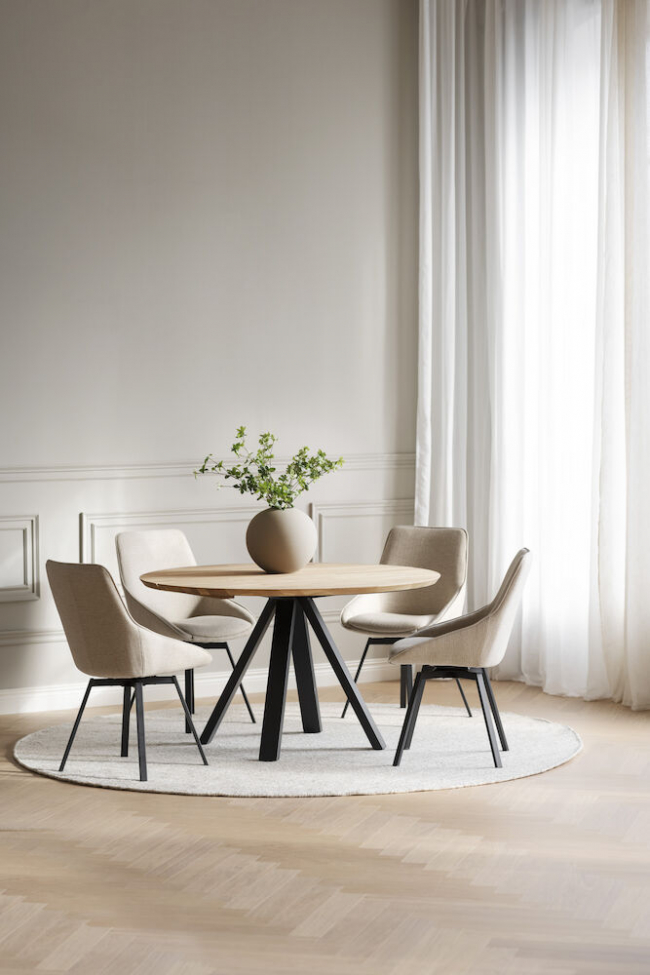 Tavolo da pranzo 'Carradale' Rotondo 130cm - Rovere/Piedi a V