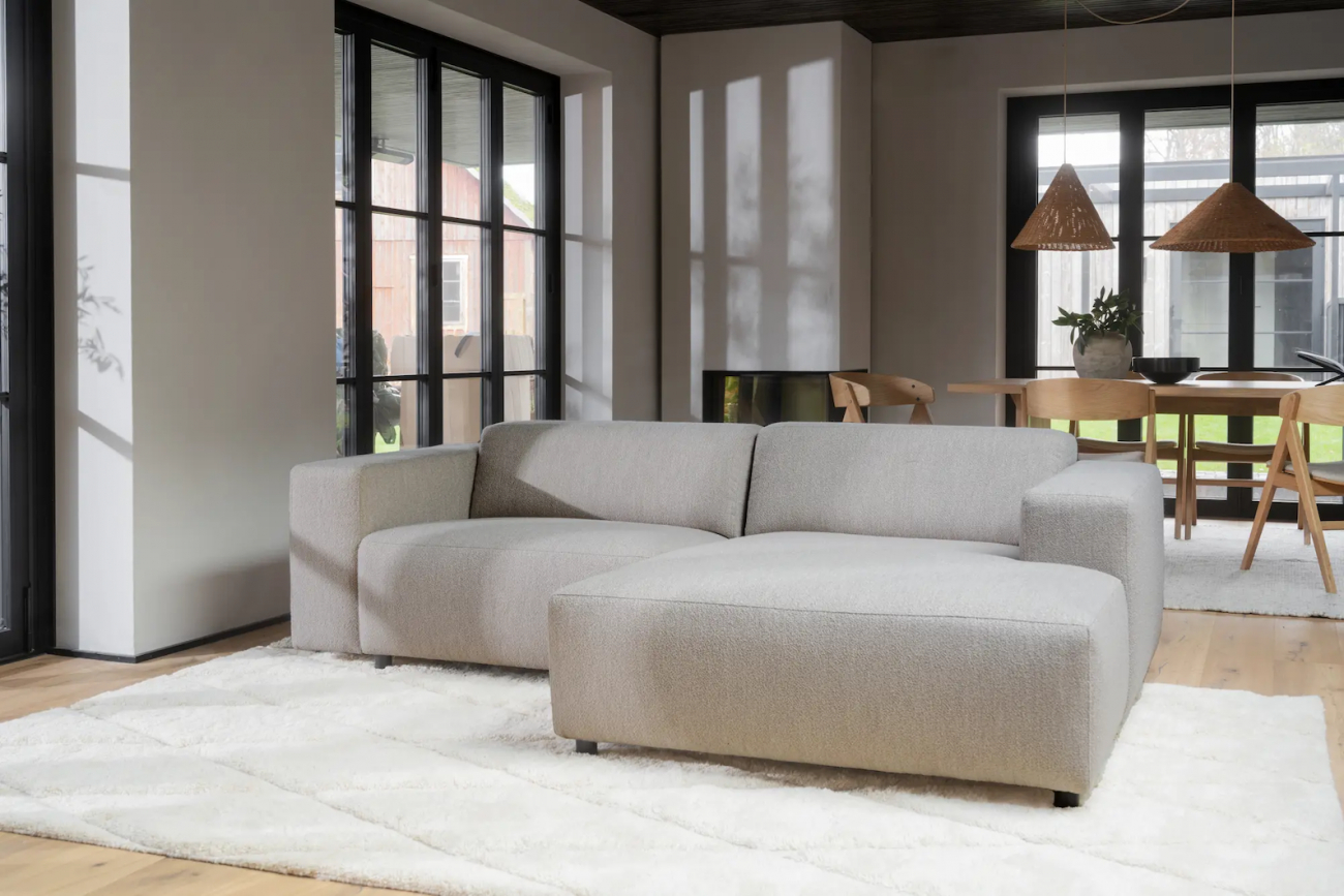 Divano 3 posti 'Willard' con chaise longue H - Beige