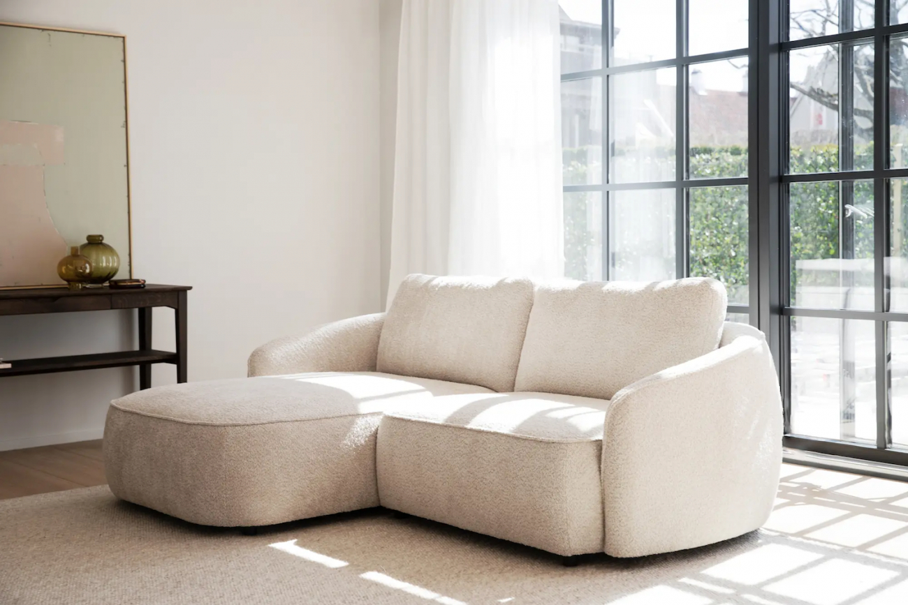 Divano 3 posti 'Norris' con chaise longue sinistra - Beige chiaro