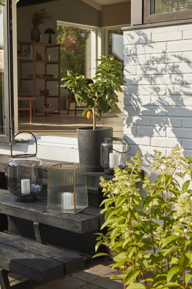 Lanterna 2-pack 'Ripple' - Ottone/Vetro