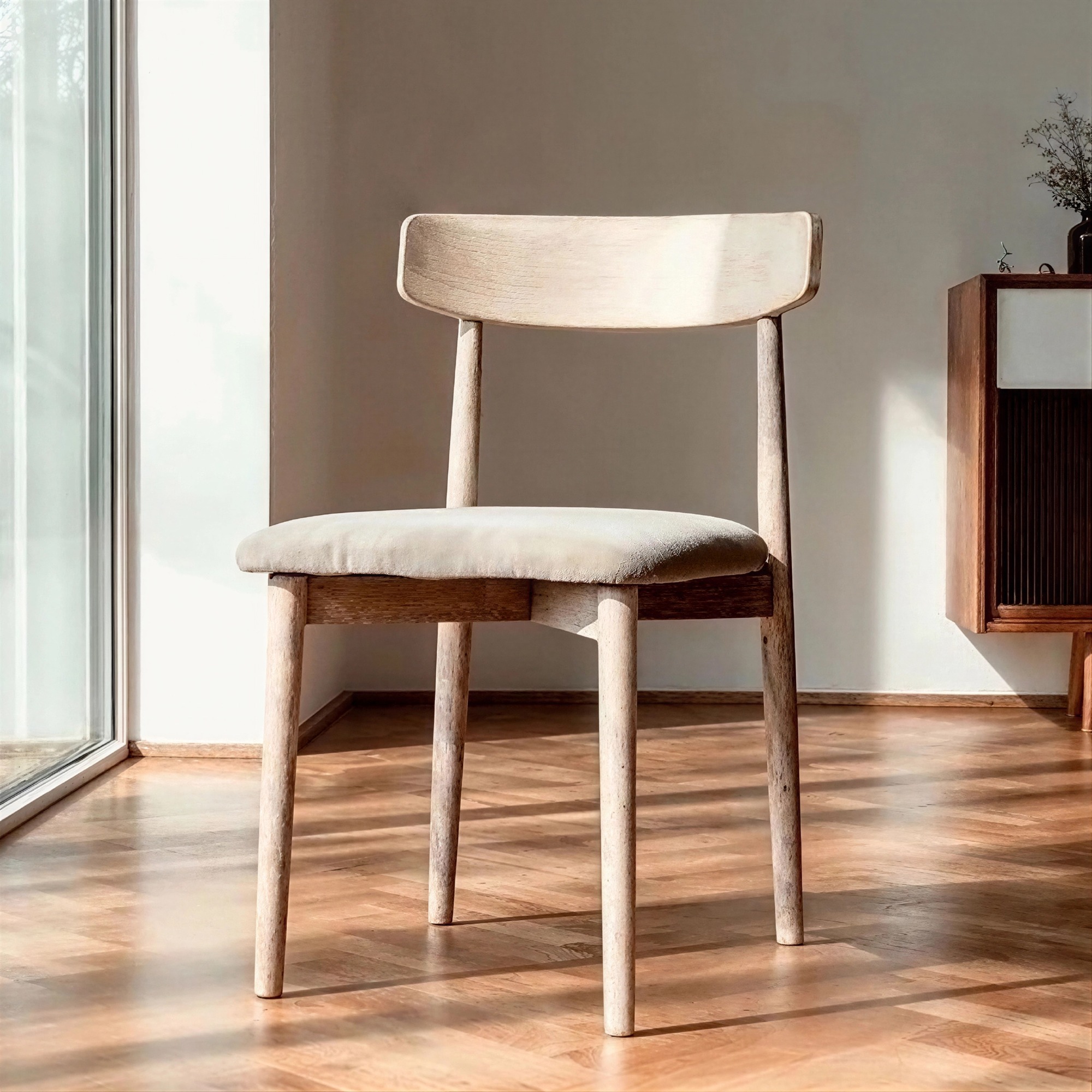 Sedia 'Ystad' - Rovere bianco/Beige
