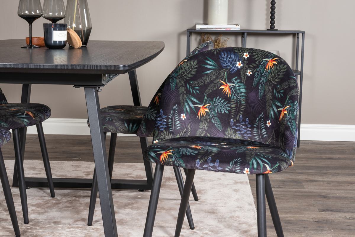 Sedia 'Elverum' - Nero/Fiorato