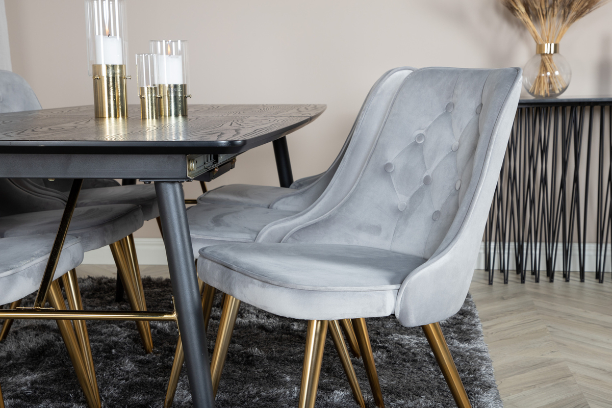 Sedia 'Elverum Deluxe' - Grigio/Ottone