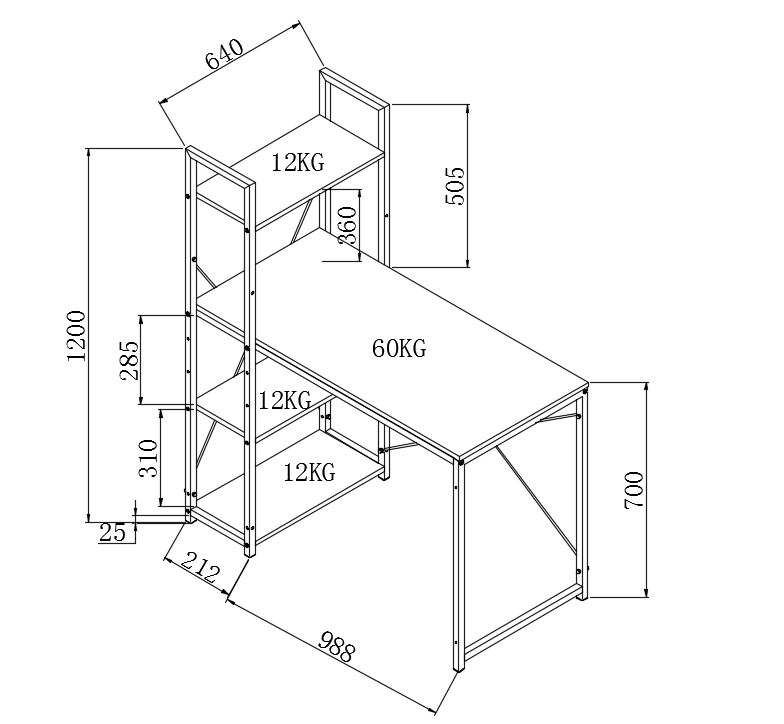 Scrivania 'Narvik' - Nero