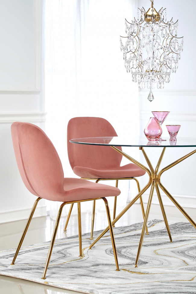 Tavolo da pranzo 'Rondo' Rotondo 110cm - Trasparente/Oro