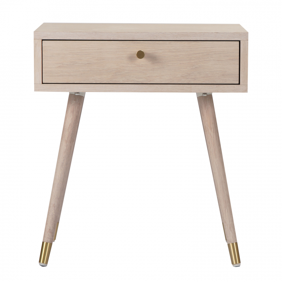 Comodino 'Prime' - Rovere bianco/Ottone