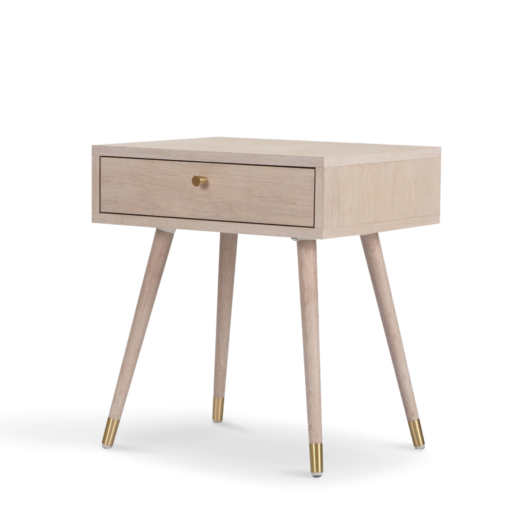 Comodino 'Prime' - Rovere bianco/Ottone