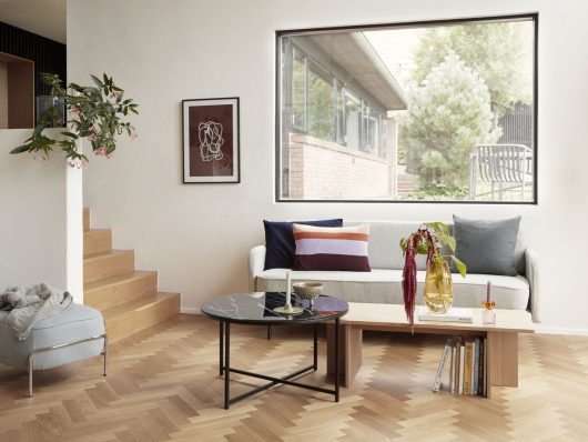 Tavolino da caffè 'Norm' - Nero/Marmo/Vetro