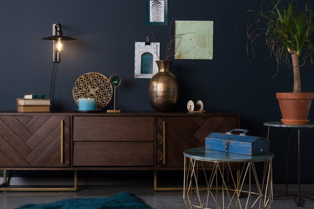 Tavolino 'Boss' - Verde/Ottone