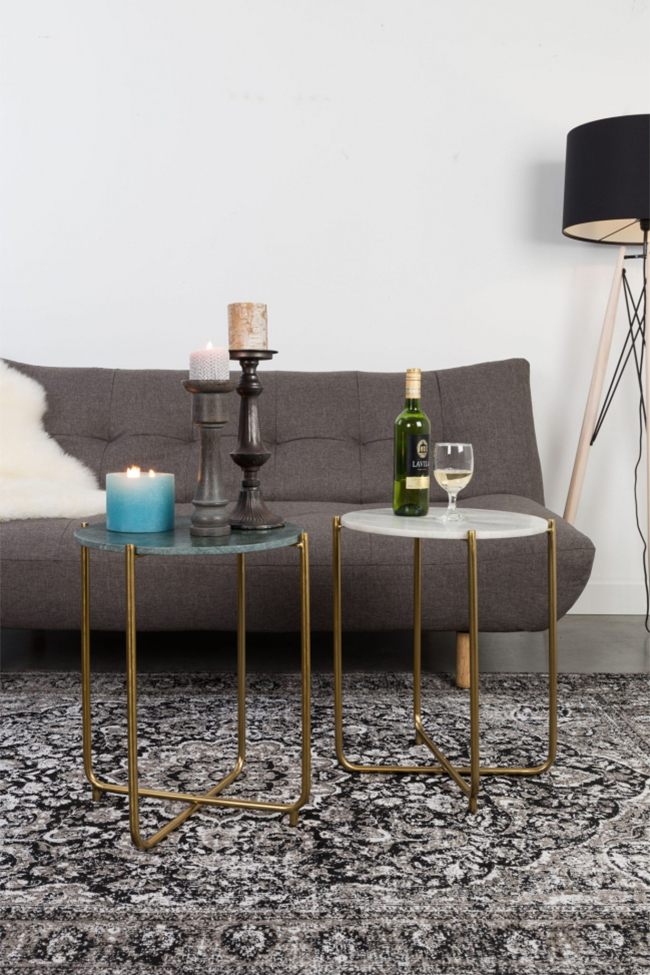 Tavolino 'Timpa' - Marmo bianco/Ottone