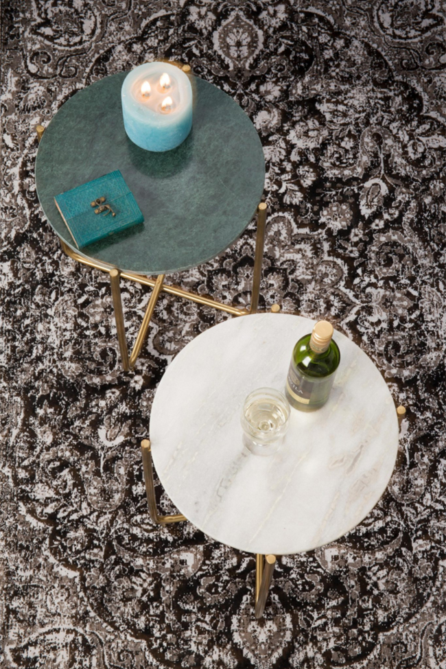 Tavolino 'Timpa' - Marmo bianco/Ottone