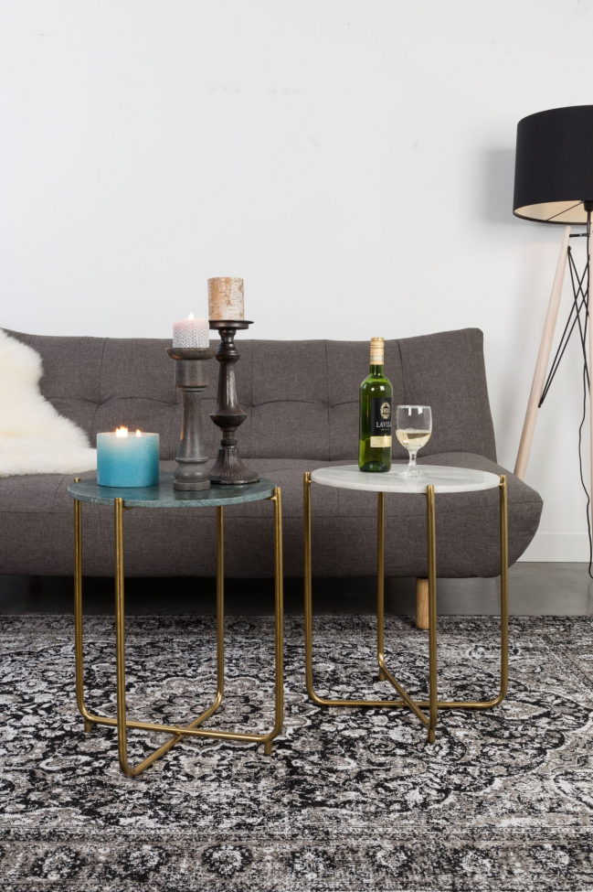 Tavolino 'Timpa' - Marmo verde/Ottone