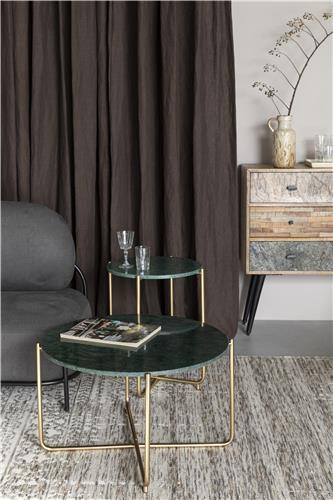 Tavolino 'Timpa' Rotondo 70cm - Marmo verde/Oro