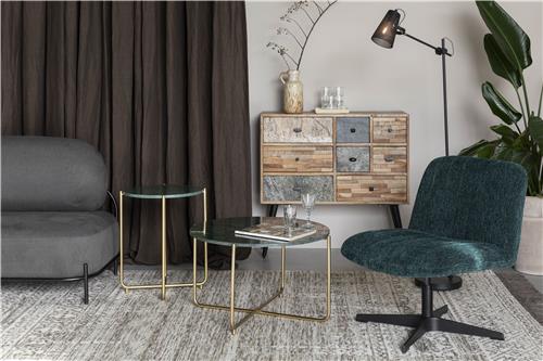 Tavolino 'Timpa' Rotondo 70cm - Marmo verde/Oro