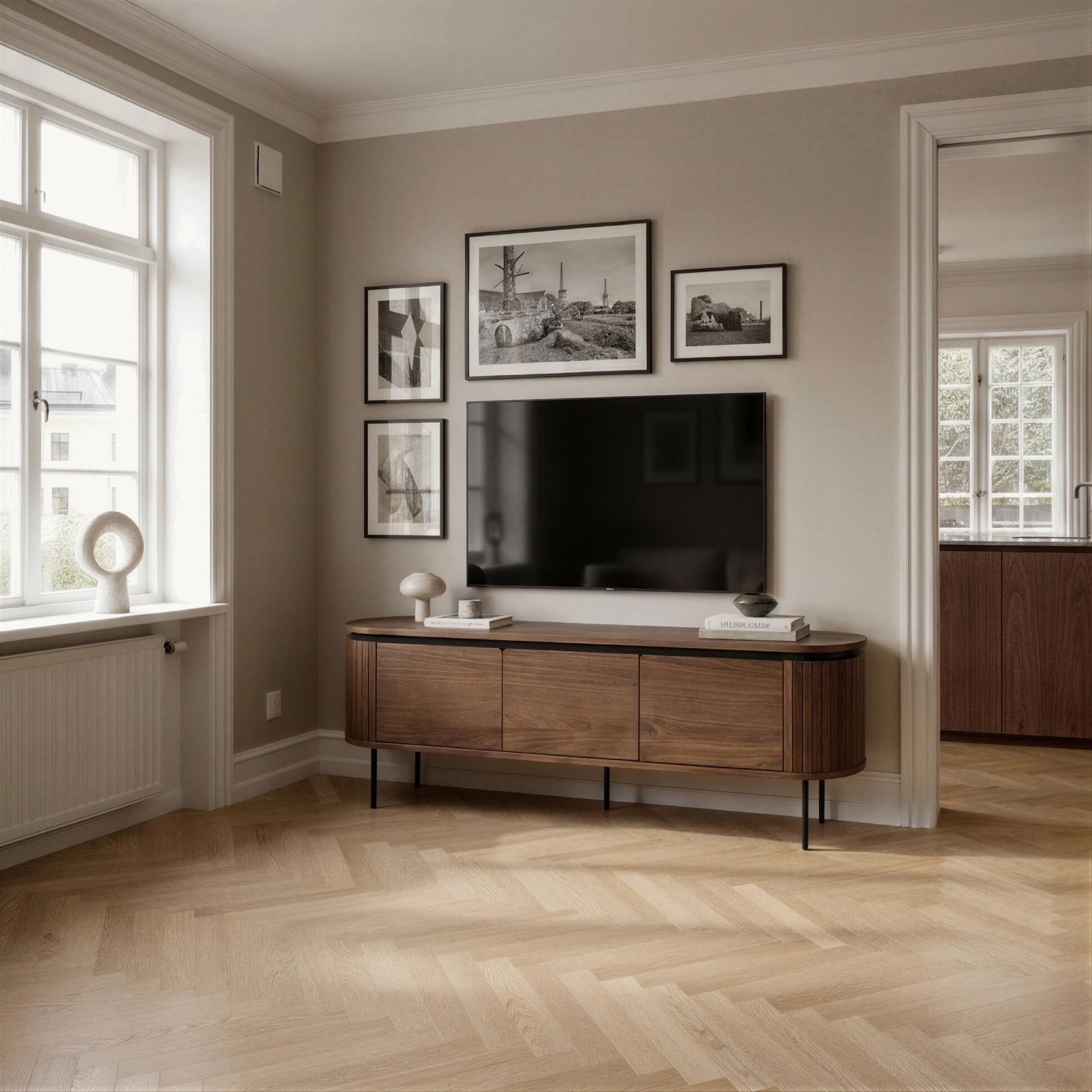 Mobile TV 'Kärra' 160x40cm - Noce/Nero