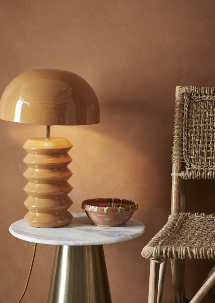 Tavolino 'Iron' Rotondo 40cm - Ottone/marmo