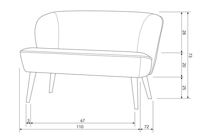 Divano 'Sara' - Rosso/Velluto