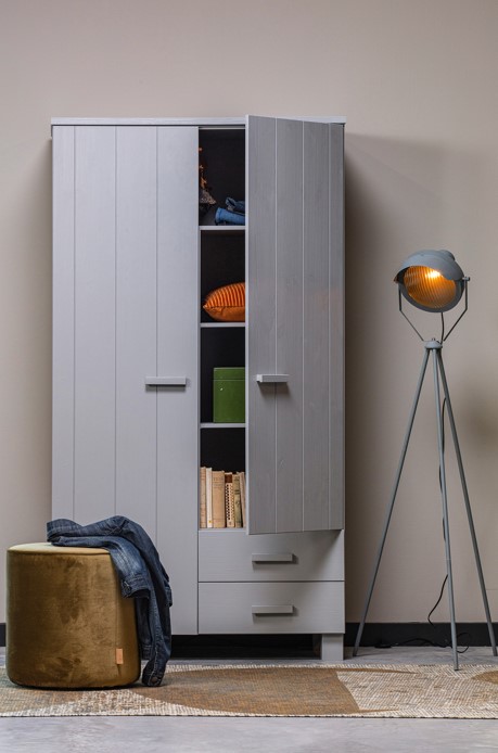 Armadio 'Dennis' con cassetti - Grigio cemento