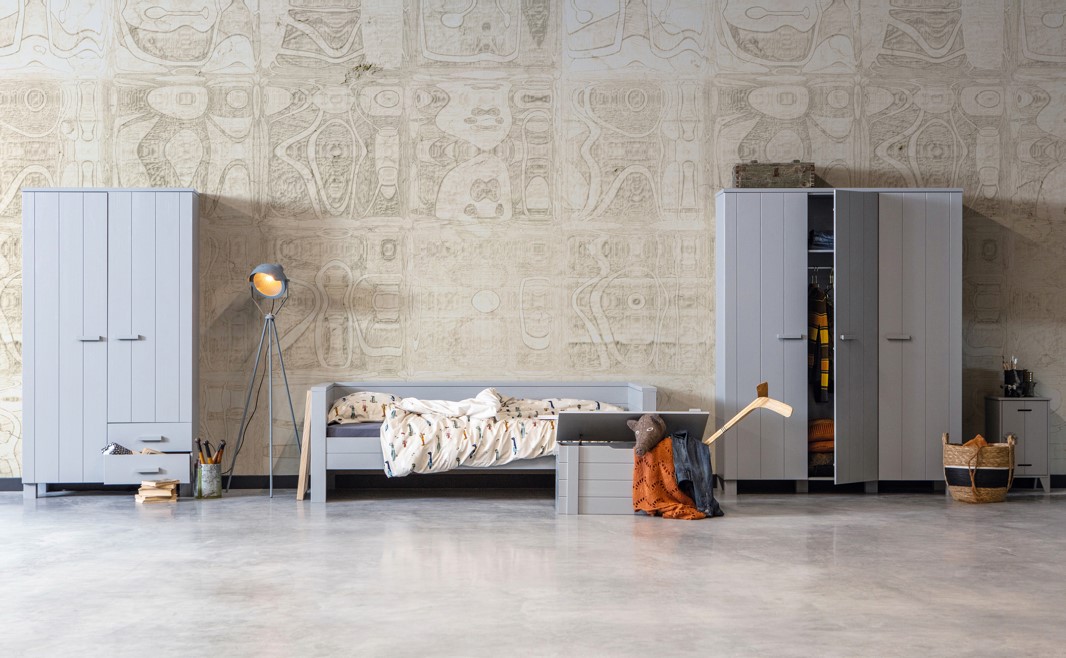 Armadio 'Dennis' con cassetti - Grigio cemento