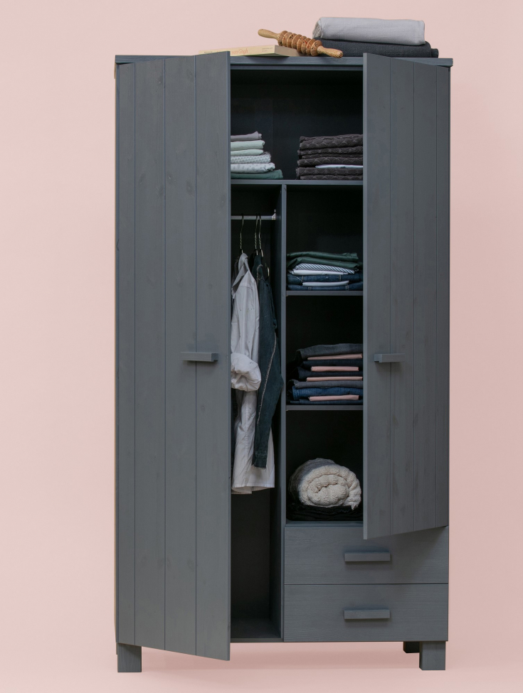 Armadio 'Dennis' con cassetti - Grigio acciaio