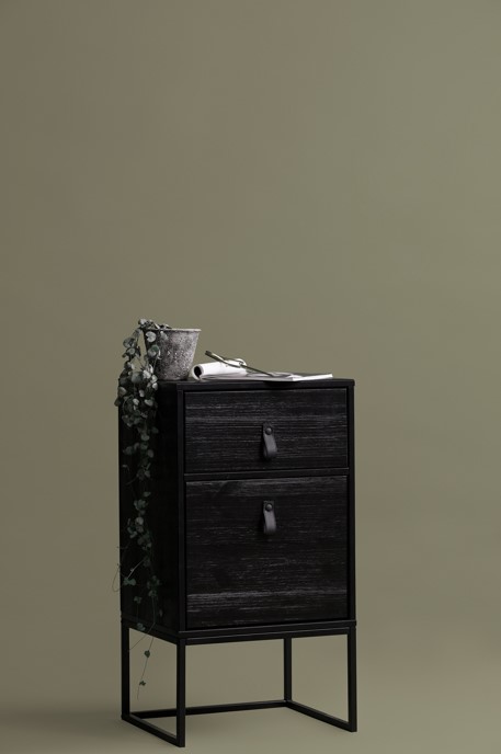 Comodino 'Zola' cassetto+armadietto - Nero