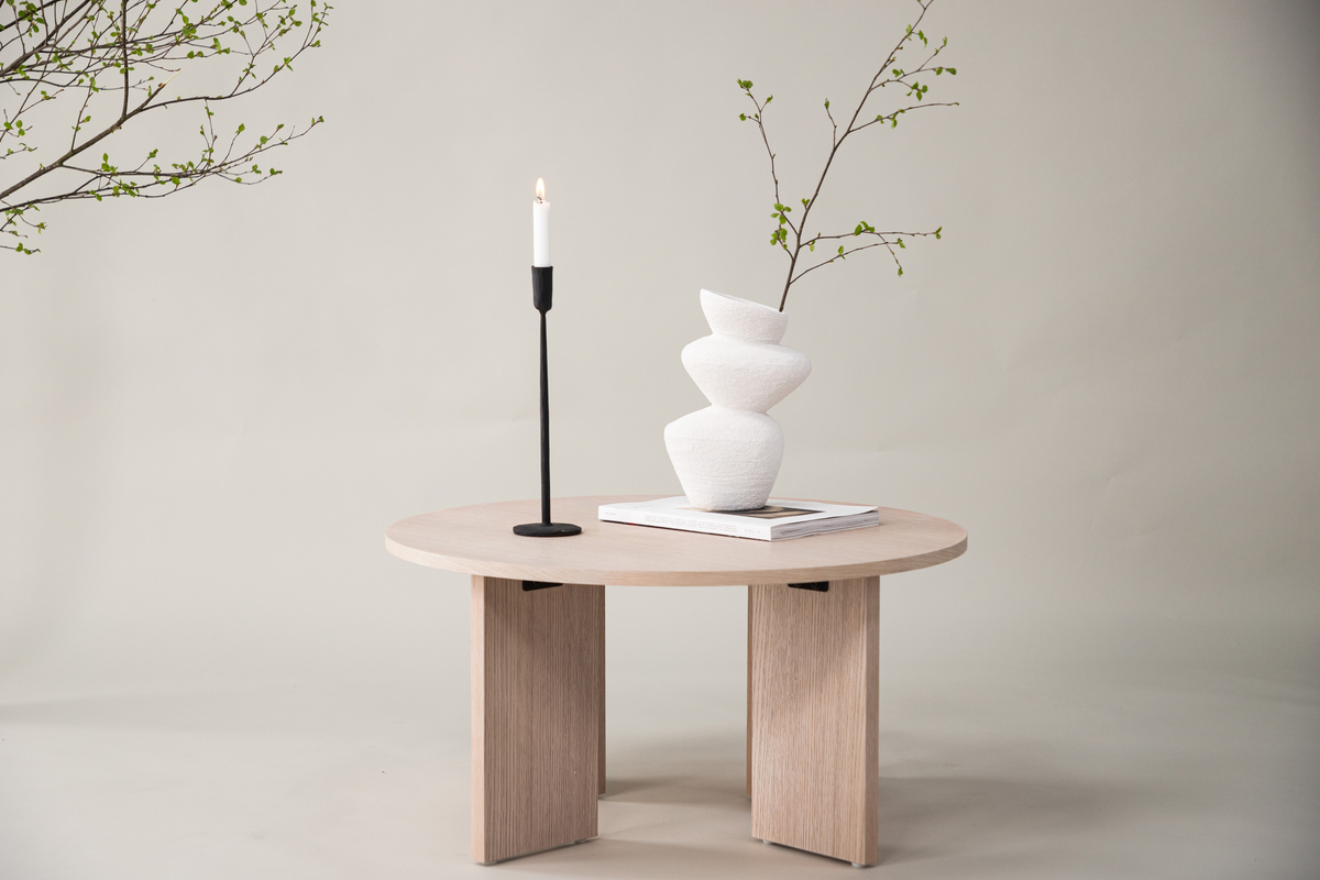 Tavolino da caffè 'Arvika' Rotondo 80cm - Rovere sbiancato