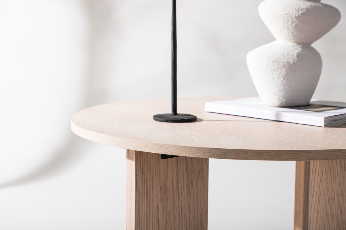 Tavolino da caffè 'Arvika' Rotondo 80cm - Rovere sbiancato