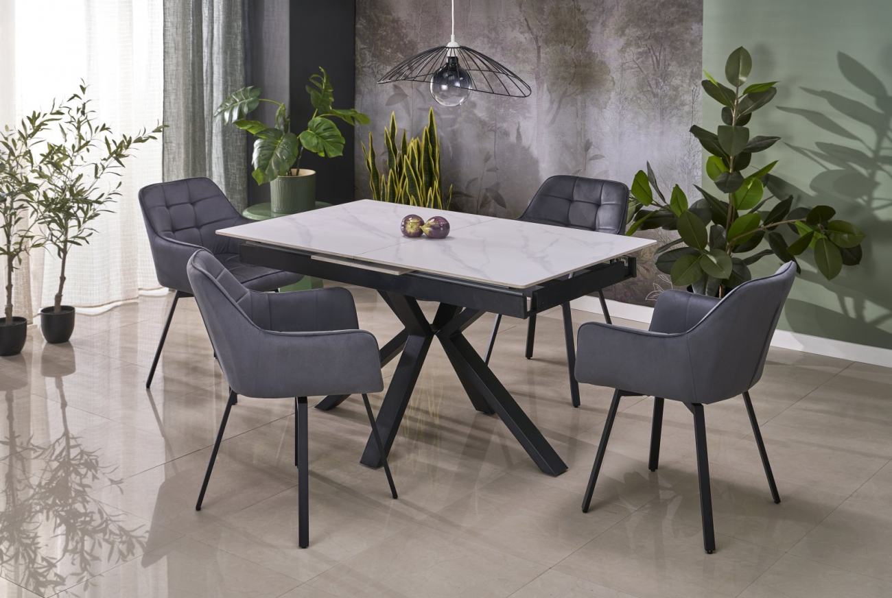 Tavolo da pranzo 'Platan' 140-180cm - Bianco/Nero