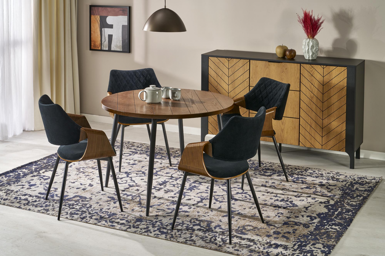 Tavolo da pranzo 'Barry' Rotondo 105cm - Naturale/Nero