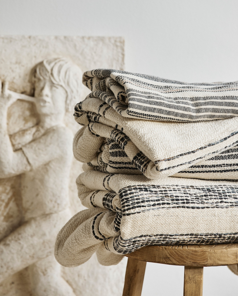 Coperta 'Vesper' 270x270cm - Bianco/Strisce