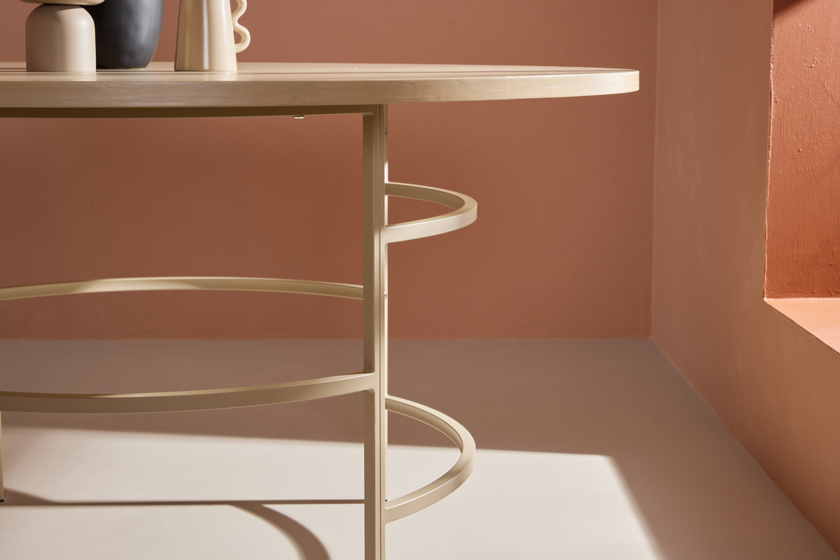 Tavolo da pranzo 'Copenhagen' 140x74cm - Bianco pigmentato/Oro