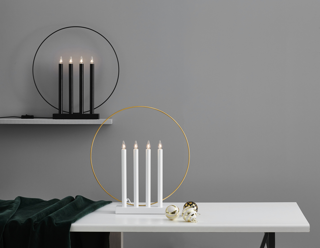 Candelabro dell'Avvento 'Glory' - Bianco/Oro