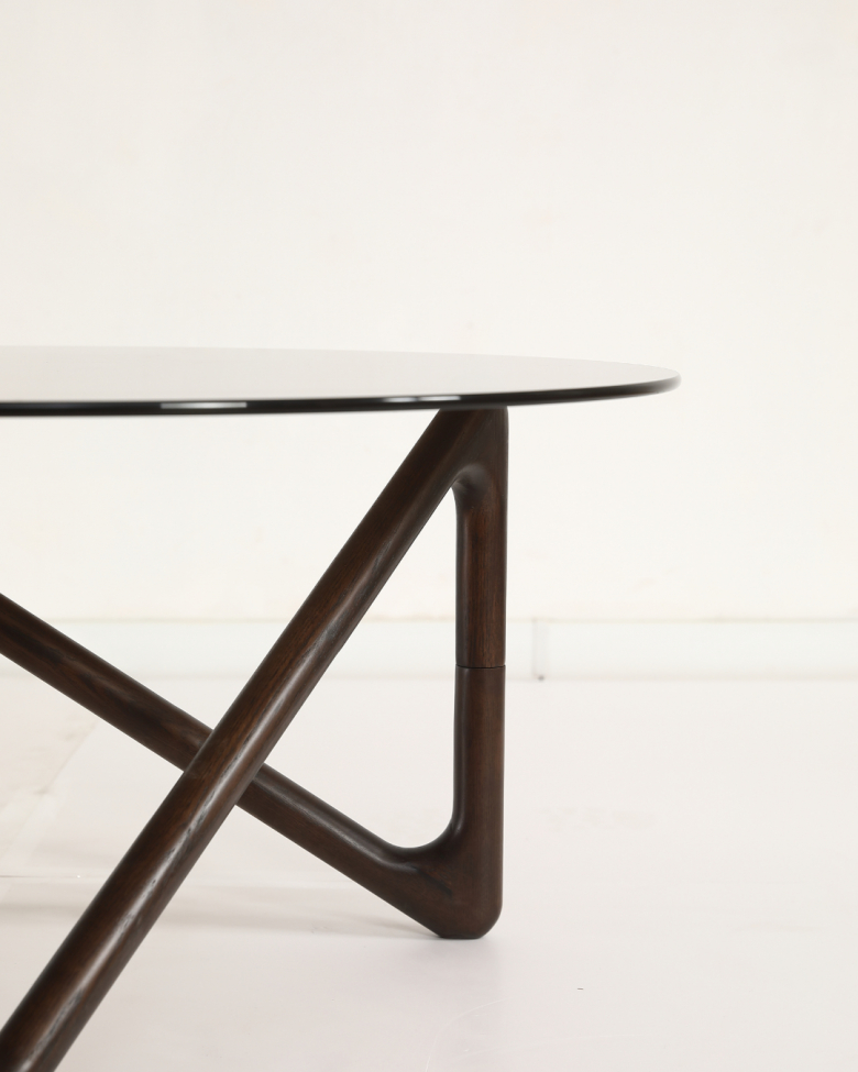 Tavolino da caffè 'Modica' Ø80 – Noce/Vetro