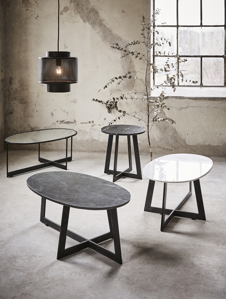 Tavolino 'Milan' 90x50cm - Nero/vetro