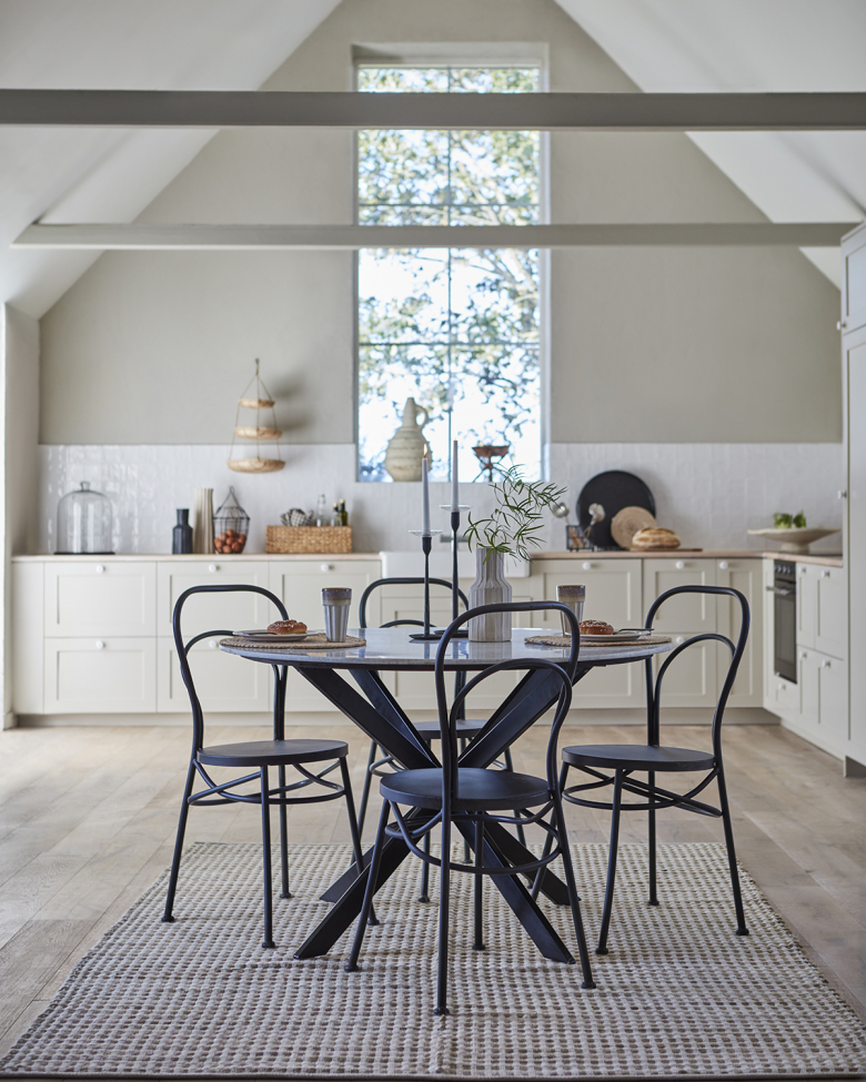 Tavolo da pranzo 'Milan' rotondo 120cm - Bianco/nero