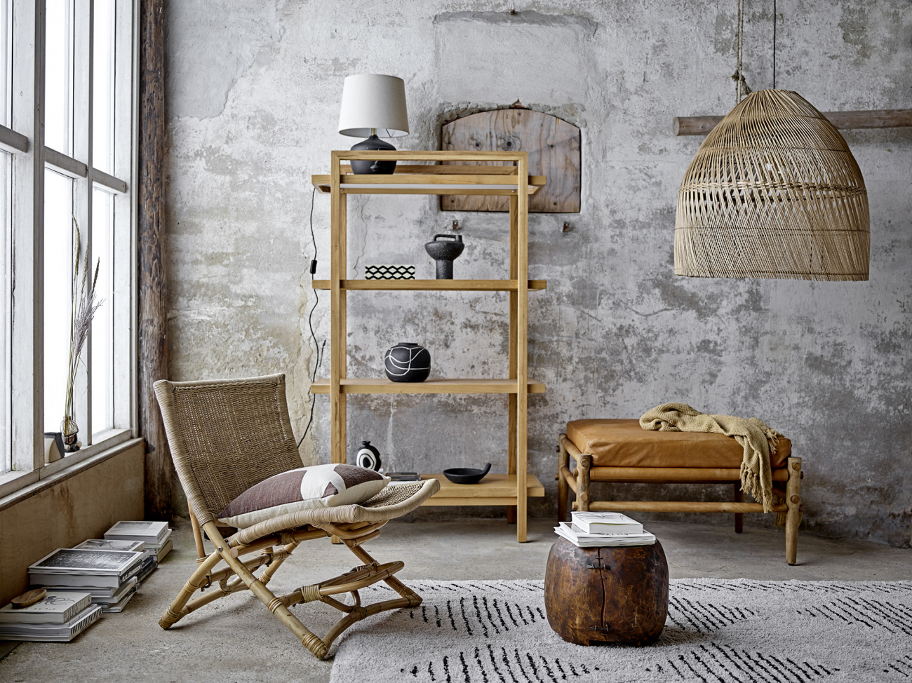 Lampada da tavolo 'Matheo' - Nero/Terracotta