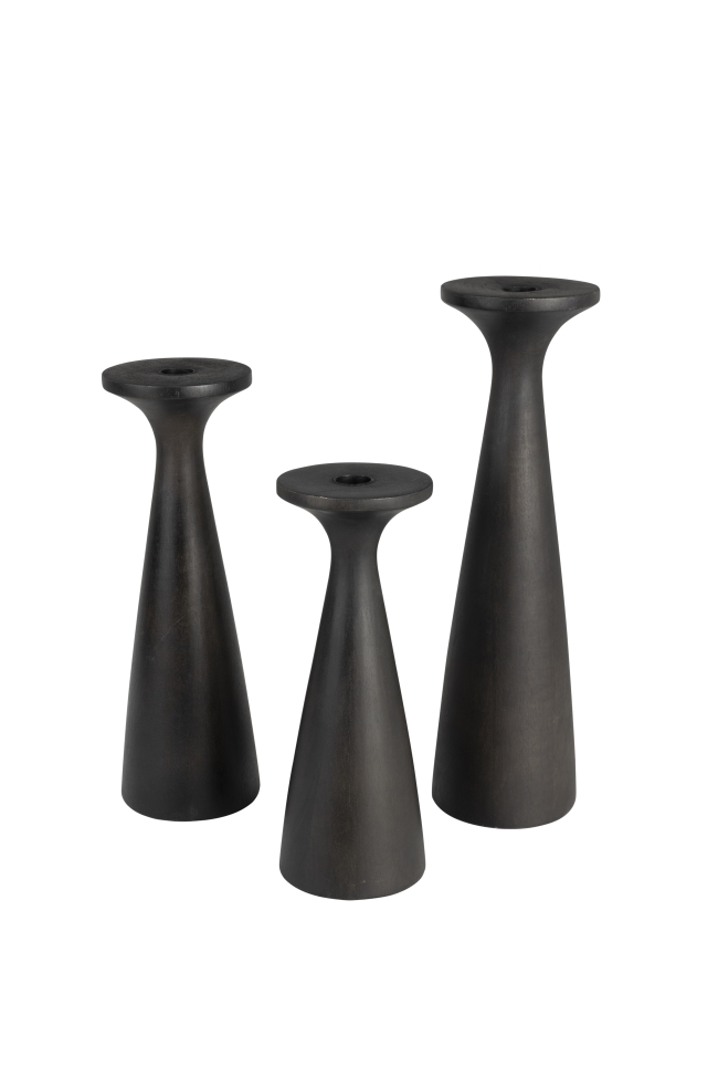 Portacandele 'Flames' - Nero S