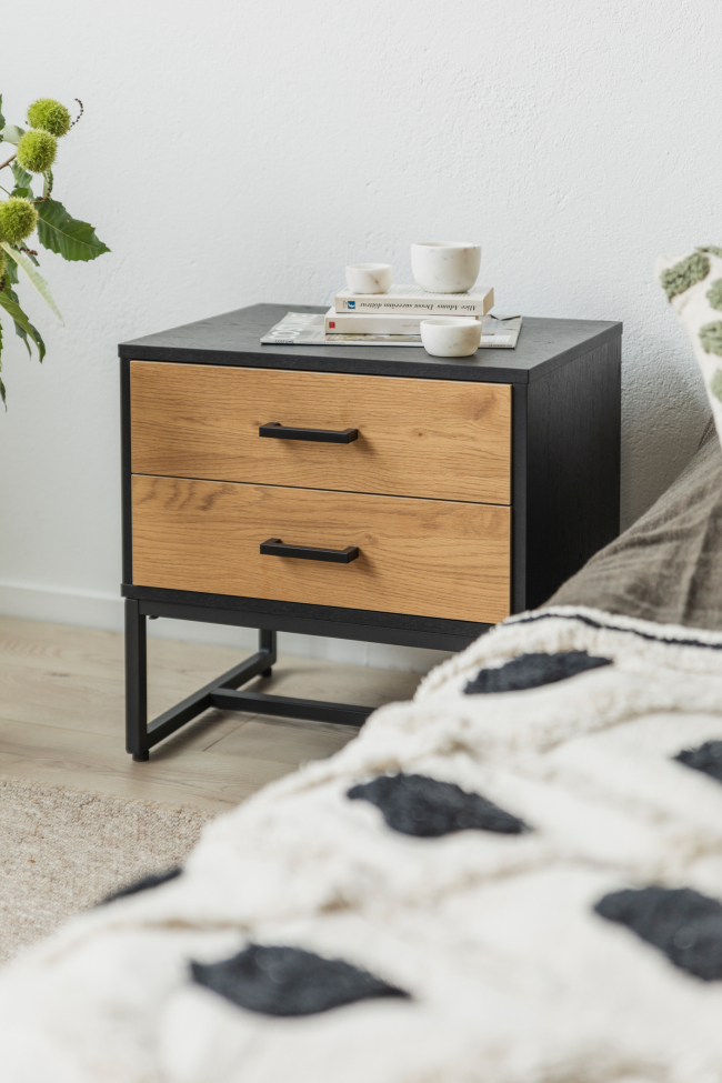 Comodino 'Amster' - Rovere/Nero